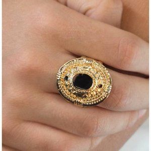 gold and black ring